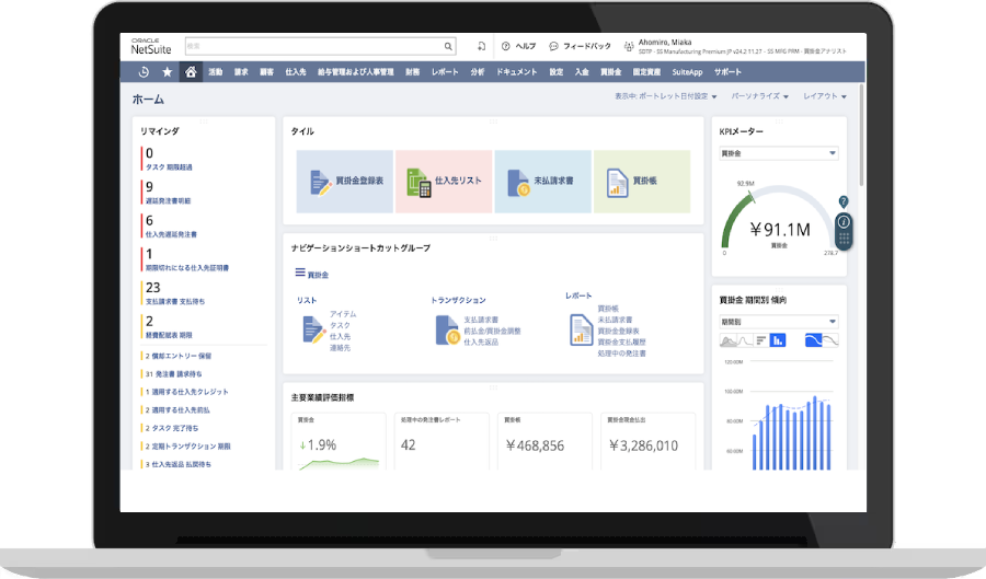 NetSuite accounting management dashboard