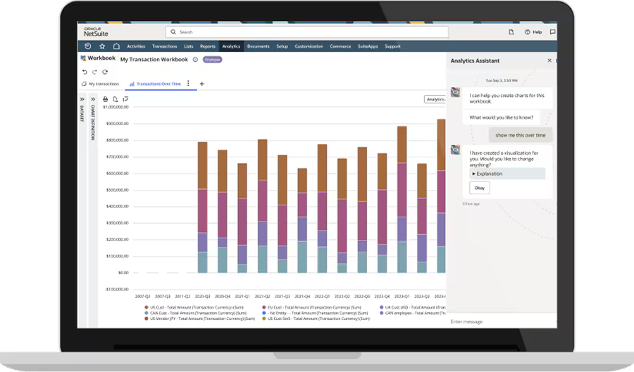 AI Analytics Assistant sample screen