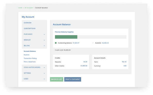 NetSuite's Ecommerce site - My Account page