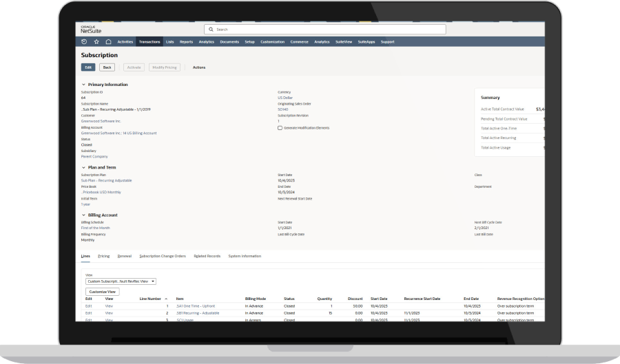 継続的な収益認識 Dashboard