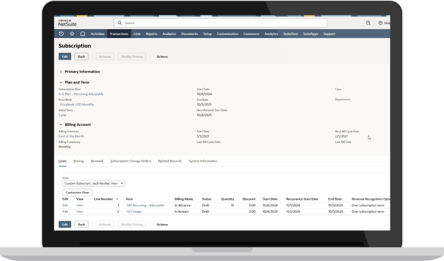 サブスクリプション管理 Dashboard