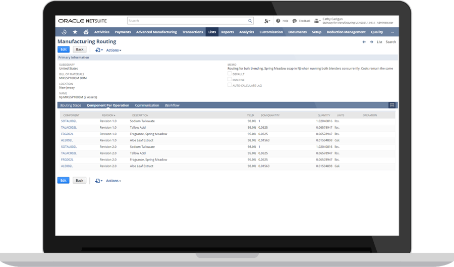 manufacturing routing dashboard