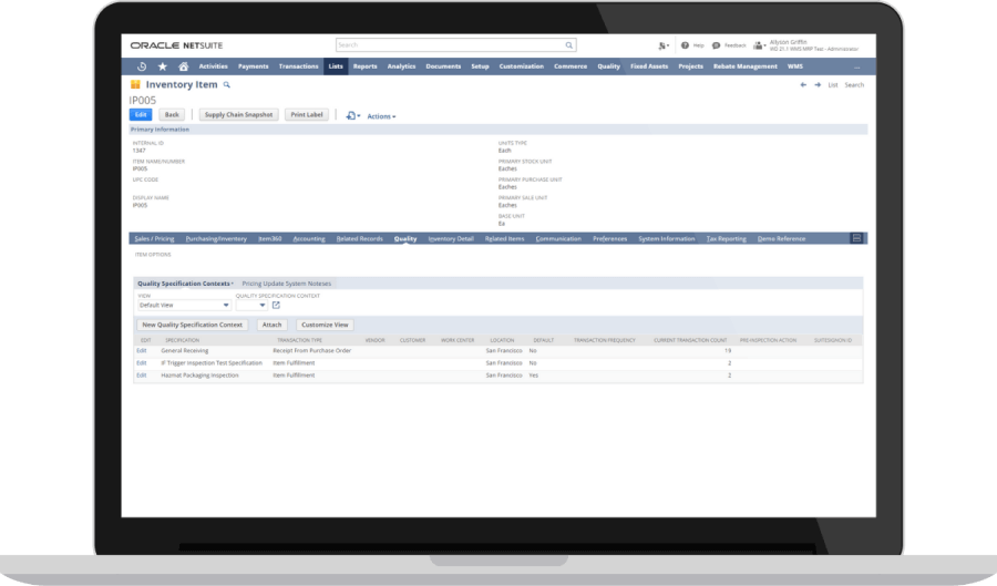 NetSuite 品質保証ダッシュボード